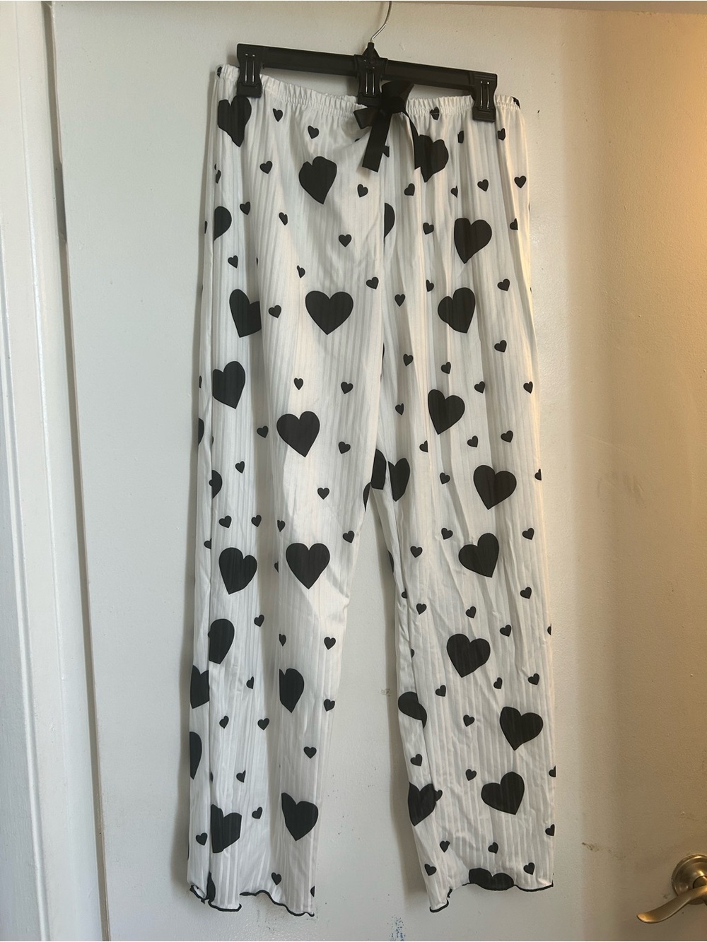 White Heart Print Pajama Set